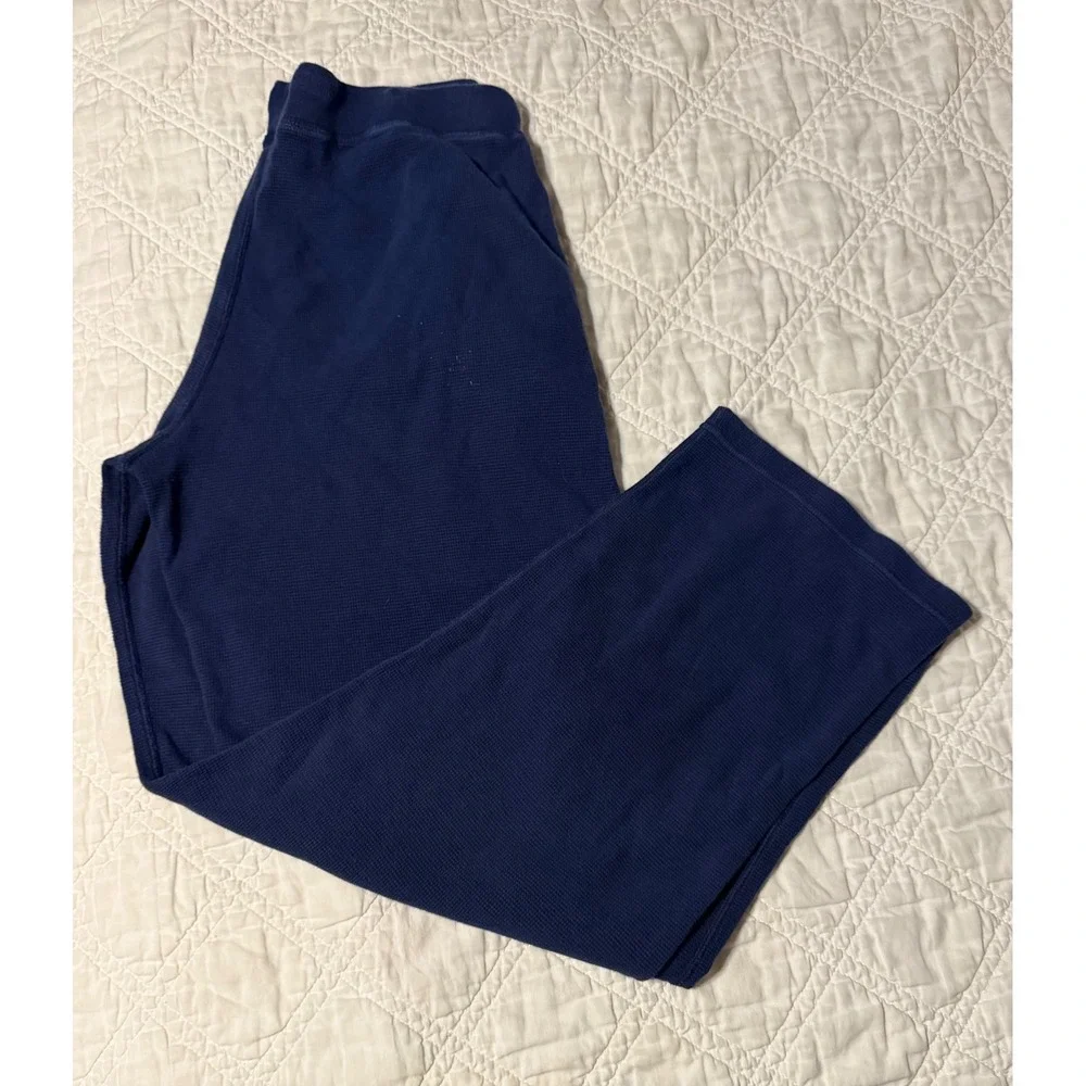 Polo Ralph Lauren Mens Navy Blue Waffle Knit Thermal Lounge Sleep Pants Large